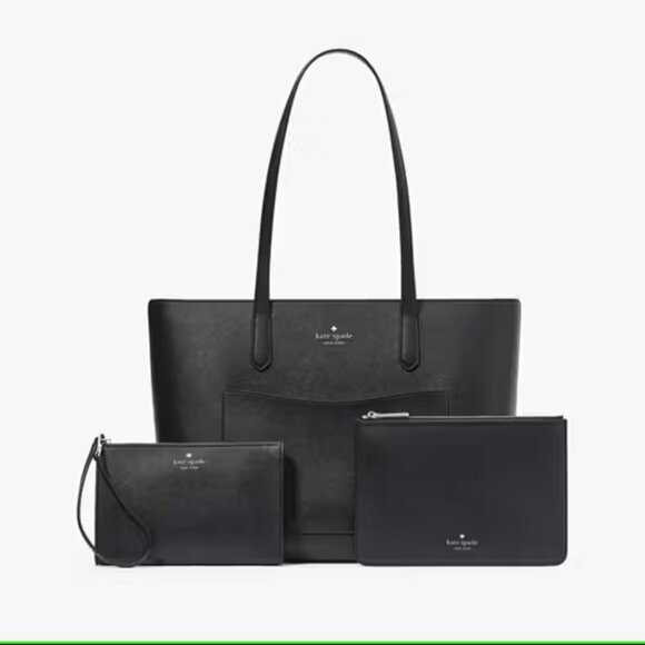Kate Spade Handbags - Kate Spade Black Staci PVC Large Tote Set